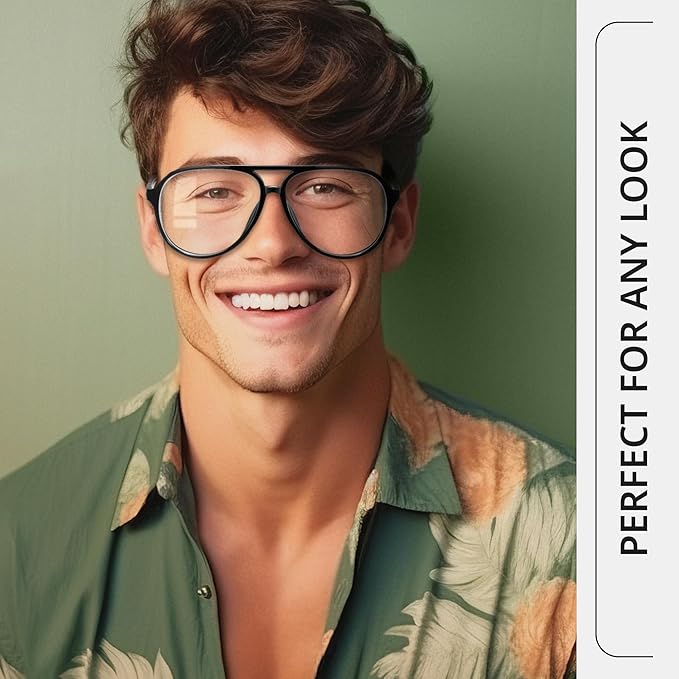 livho Vintage Aviator Blue Light Blocking Glasses, Fashion Oversized Frames with UV Protection Coating, Unisex Design