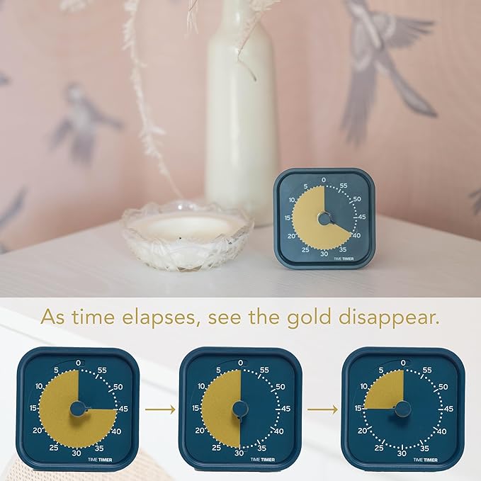 Time Timer MOD - Home Edition - Individual Sized 60 Minute Visual Countdown Timer for ADHD, Adults, Students, and Pomodoro with Silent Operation (Metallic Midnight)