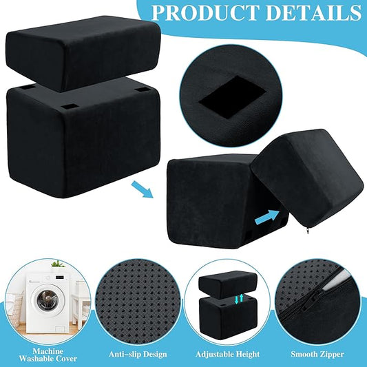 ROYALAY Adjustable Foot Rest Under Desk for Office, High-Density Foam Foot Rest with 3 Adjustable Heights, Ergonomic Footrest with Washable Cover for Home, Airplane, Travel(17 * 11 * 17in, Black)