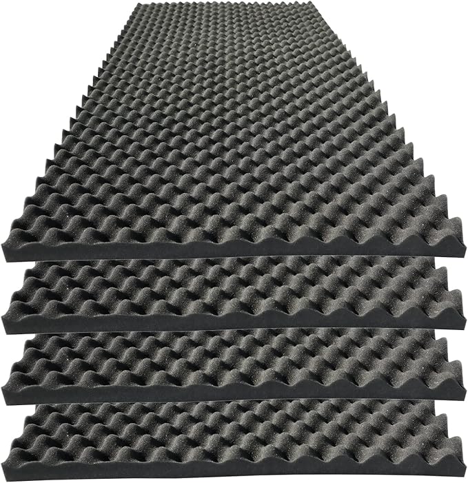 4 PCS Acoustic Panels,48''X24''X2'' Egg Crate Foam Soundproof Foam Wall Panels,High Density Fireproof Noise Cancelling Foam Studio Foam Panel,Noise (Black)