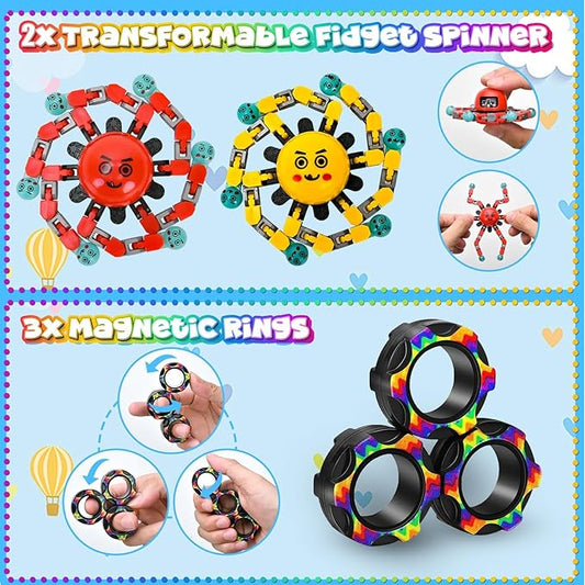 60 Pack Sensory Fidget Toys for Kids Classroom, Autism Sensory Product Calm Down Fidgets for Kids Age 5-7, 8-12, ADHD Stress Relief Travel Toys Christmas Stocking Stuffers for Kid Teens