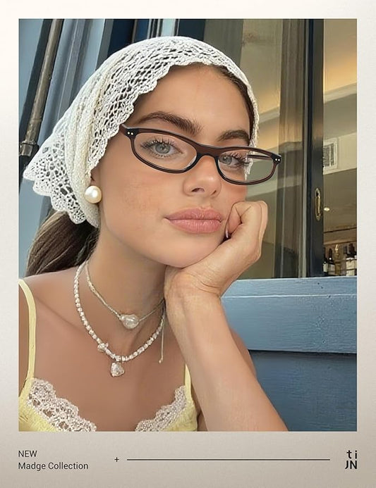 TIJN Olisa Blue Light Blocking Glasses for Women Men,Oval Glasses Frame Bluelight Glasses for Gaming/Computer/Screen