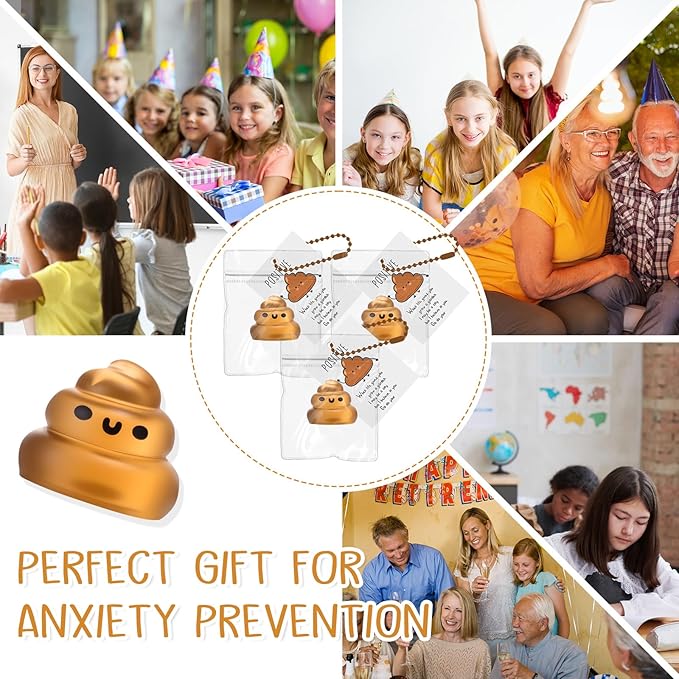 Wettarn 24 Sets Poop Gifts Inspirational Stress Balls with Support Card Positive Stress Relief Prank Poop Ball Appreciation Gifts for Teacher Employee Coworkers