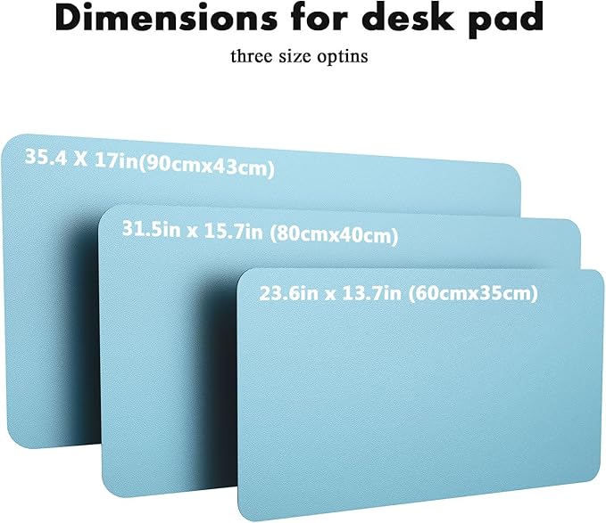 YSAGi Double-Sided Desk Pad, 35.4"x17" Leather Desk Mat, Eco Cork Desk Pad Protector,Large Mouse Pad,Waterproof Desk Blotter for Office/Home (Baby Blue/Cork)