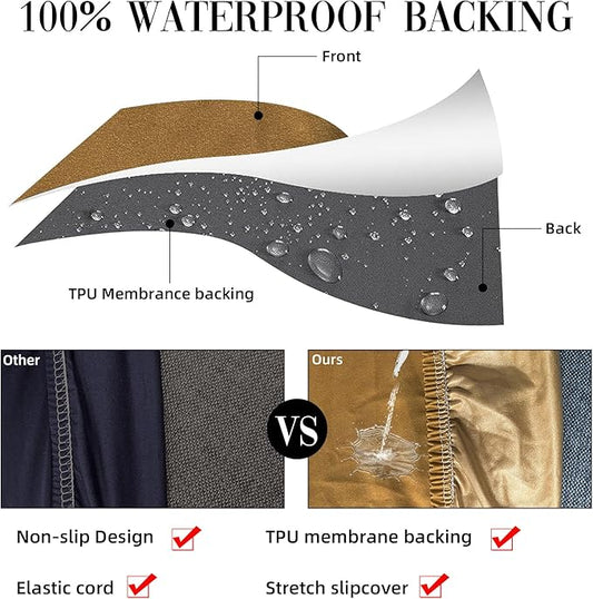 12Pcs Patio Cushion Covers Waterproof, Outdoor Cushion Covers, Stretch Couch Covers, Patio Couch Slipcovers, Patio Cushion Covers Replacement, Outdoor Chair Cushion Covers(Camel)