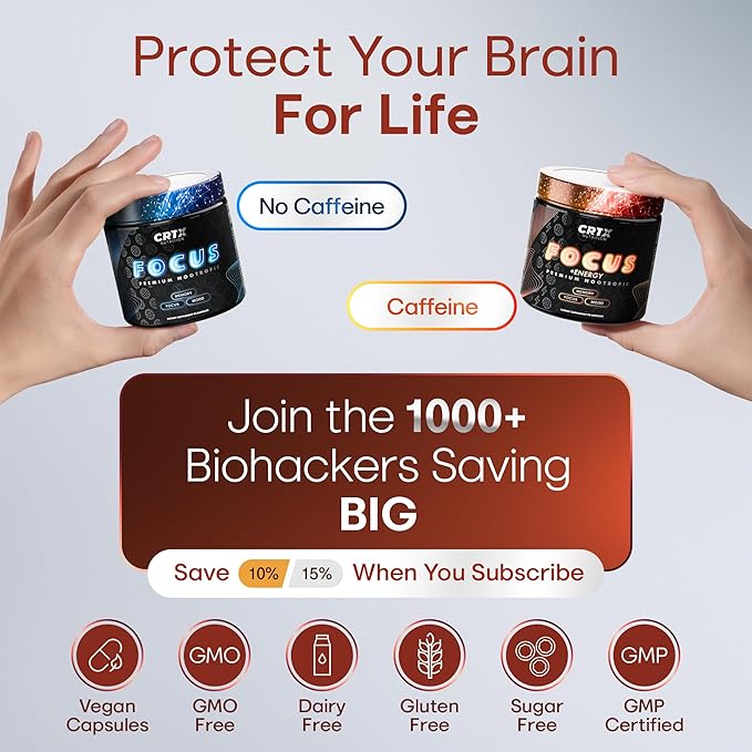 Nootropic Strongest Focus Supplement - Clinically Backed Ingredients Made in USA - Scientifically Backed Doses - Supplement for Brain Fog - AlphaGPC, Lions Mane, Rhodiola and More 10:1 90 Capsules