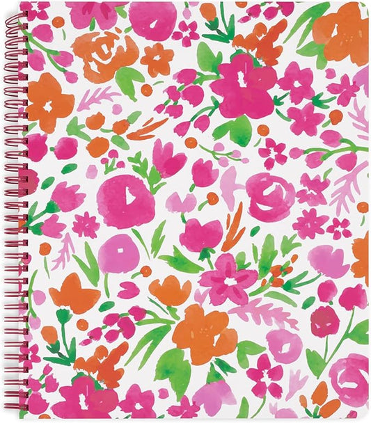 Steel Mill & Co Cute Large Spiral Notebook College Ruled, 11" x 9.5" with Durable Hardcover and 160 Lined Pages (Watercolor Flowers)