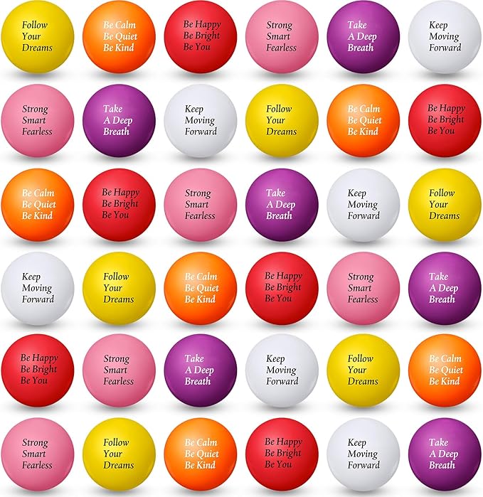 Aoriher 36 Pcs Motivational Stress Balls Colorful Stress Balls Bulk Quotes Inspirational Funny Foam Toys Hand Exercise Gifts for Office Small Toys for Motivating Supply(Vivid Color)