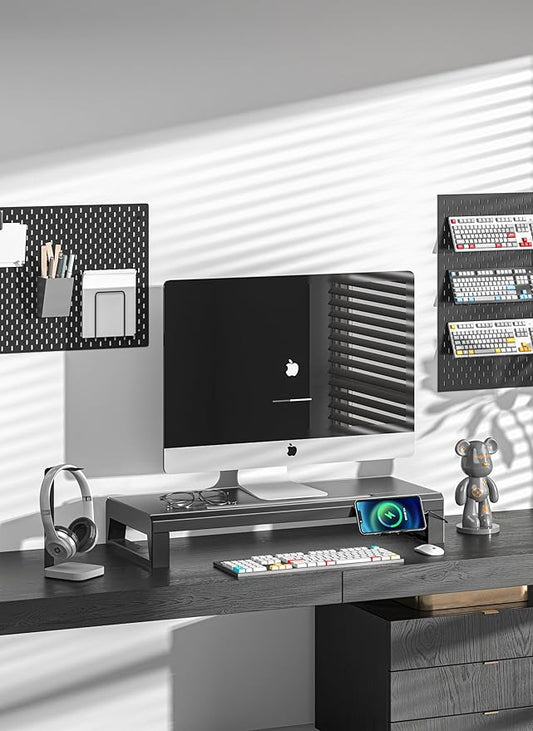 Computer monitor stand Laptop Desk Shelf & Monitor Riser ,21.6 inches,22W charging , 2 USB 3.0 , and 1 USB 2.0, Monitors/PC/Laptop/Computer Space Saver Organizer ,Heavy Duty Gift Gaming Studio Office (USB Hub Fast Charging Version, 550mm)
