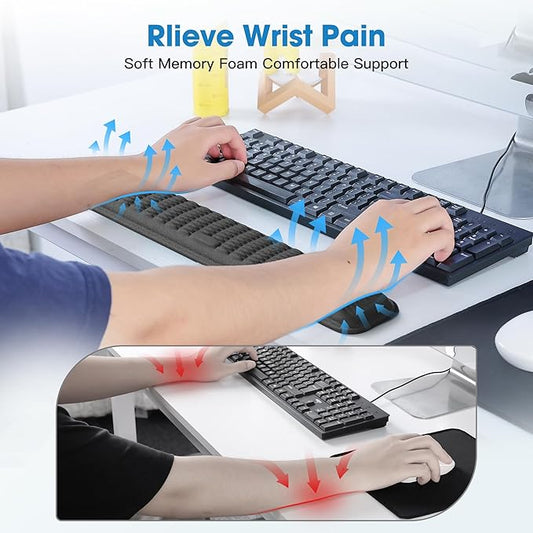 MEKASS Keyboard Wrist Rest, Soft Memory Foam Wrist Support for Keyboard, Keyboard Hand Rest Pad for Wrist Pain Relief, Keyboard Wrist Guard for Long Hours of Work, Gaming, Studying(Classic Black)