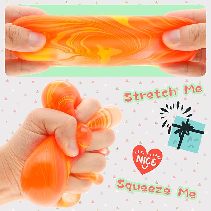 Slow Rising Stress Cube , Dough Stress Balls Soft Fidget Squishy Toys for Anxiety Relief, Pull Stretch Classroom Prize Party Favors Toys for Kids