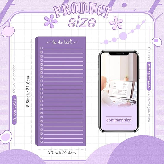 Censen 10 Pack 500 Sheets To Do List Notes Daily Checklist Notepads with 50 Sheets Each Undated Color Memo Pad Block Shopping List Pad Weekly Plan Notepad Organizer Planners(Gradient Purple,Lined)