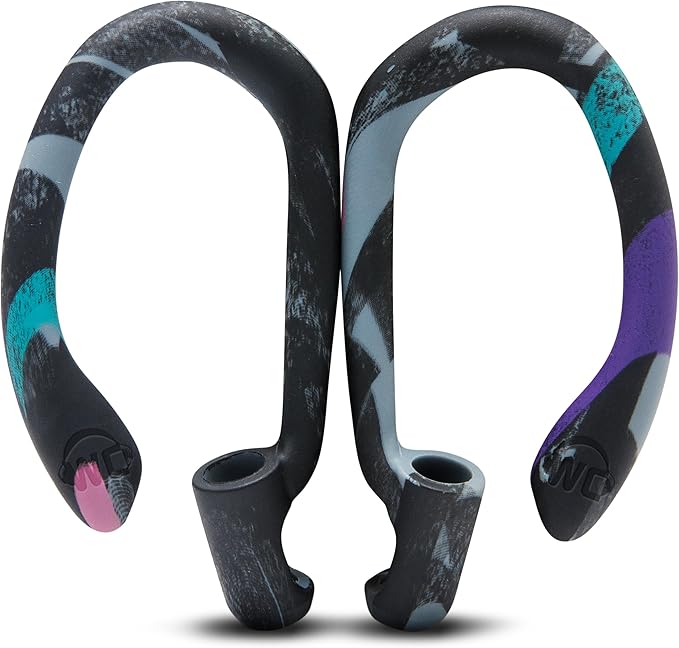 WC HookZ - Patented Upgraded Over Ear Hooks for AirPods Pro 1, 2 & AirPods 1, 2 & 3- Two Size Pairs Included in Package, Unique Left & Right Hook, Made by Wicked Cushions | 90's Black