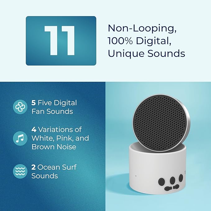 Adaptive Sound Technologies LectroFan Micro 2 - Portable Bluetooth Speaker & White Noise Machine - Compact Sound Machine for Travel - 11 Non-Looping Sounds for Sleep Support - White