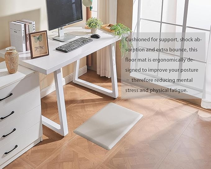 Anti Fatigue Kitchen Rugs Kitchen Mats for Floor,Cushioned Non-Slip Waterproof Ergonomic Comfort Rug Standing Mat for Kitchen,Doing Dishes,Floor,Home,Office,Sink,Laundry,Beige,17.3"x 28"