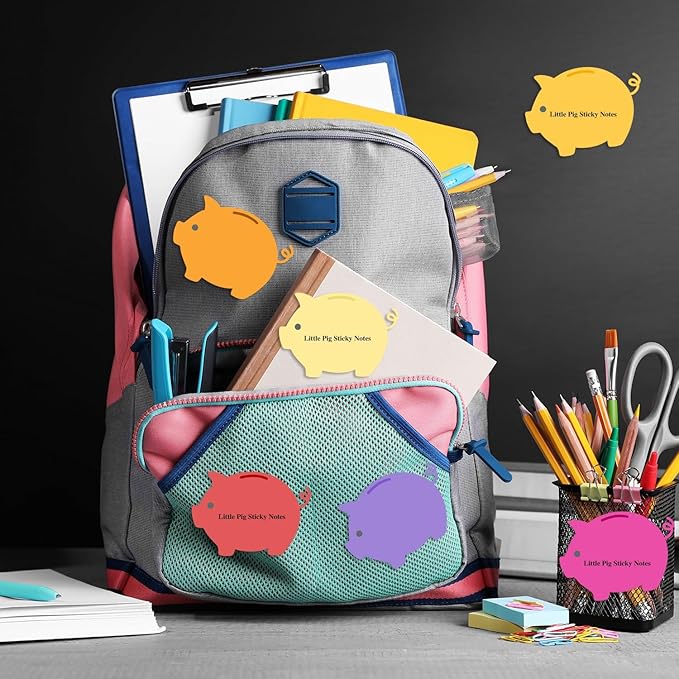 12 Pcs Small Pig Sticky Notes Pig Shaped Note Pads Colorful Self Sticky Post Notes Cute Animal Memo Sticky Tabs for School Office Home Stationery Supplies Party Favors