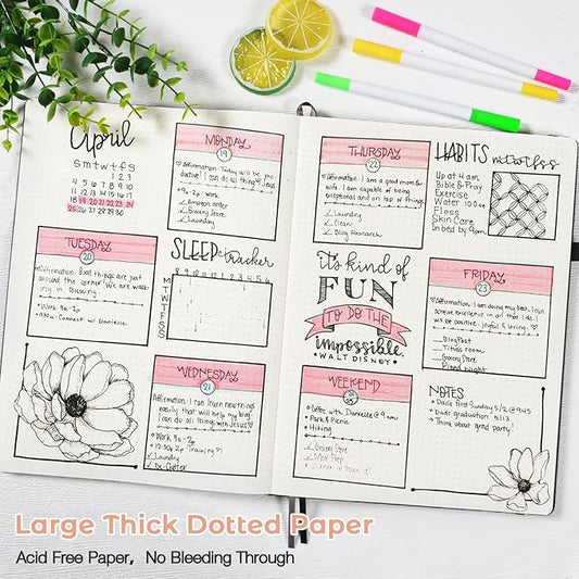 Dotted Journal, Hardcover Notebook 8.5 x 11, Dot Grid Notebook Journal for Women, Men, Large Leather Journals for Writing, Bullet, No Bleed Thick Paper, A4 Notebooks for Work, School, Notes, Pink