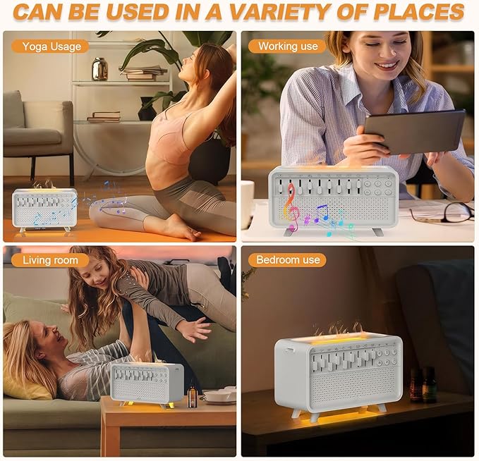 White Noise Machine with Humidifier,Essential Oil Diffuser & Night Light - Portable Sleep Sound Therapy, 8 Natural Sounds Style Mixer with Auto-Off Timer for Bedroom, Office,Travel