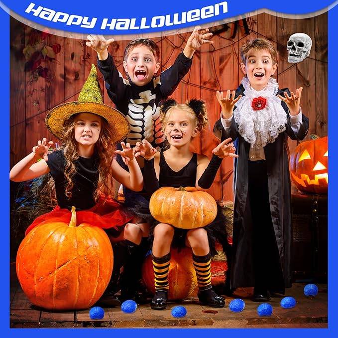 Jenaai 30 Pcs Brain Stress Ball Halloween Squeeze Toy 2.76 Inch PU Hand Muscle Exercise Pressure Ball Funny Stress Relief Toy for Teens Adults Improving Grip Strength Release Pressure(Blue)