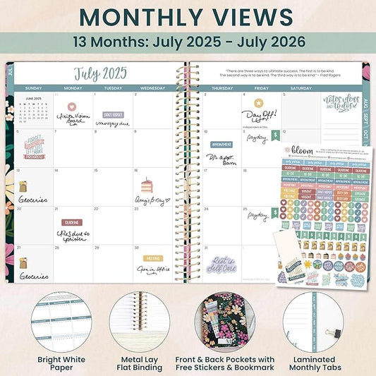 bloom daily planners 2025-2026 (8.5" x 11") Academic Year Day Planner (July 2025 - July 2026) - Weekly & Monthly Dated Agenda Organizer with Stickers & Tabs - Blooming Wildly