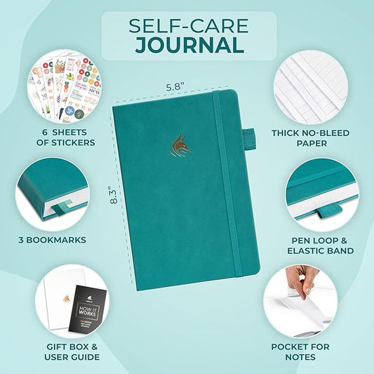 Clever Fox Self-Care Journal Premium – Daily Gratitude & Mental Health Notebook for Women – Reflection & Personal Development Journal (Turquoise)