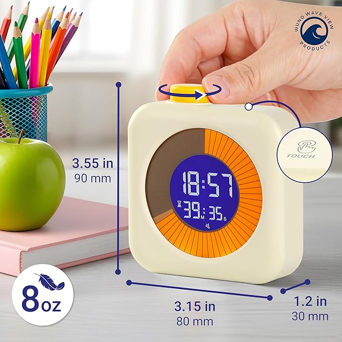 Digital Visual Backlit Timer (3-in-1) Touch Button with Stickers for Kids, Countdown, Homeschool, Classroom Essential, Pomodoro & 60 Minute Session, Teacher Gift, fits Kitchen and ADHD Users