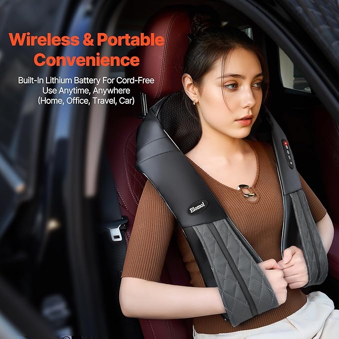 Neck Shoulder Massager with Heat - Cordless Back and Neck Massage Pain Relief Deep 5D Tissue Shiatsu Kneading Massager for Shoulder Back Leg Gifts for Mom Dad Men Women Her Him