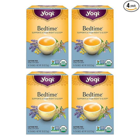 Yogi Tea Bedtime Tea - 16 Tea Bags per Pack (4 Packs) - Chamomile & Passionflower Herbal Tea Blend - Tea to Support a Good Night's Sleep - Includes Lavender, Licorice Root, Spearmint & Cardamom