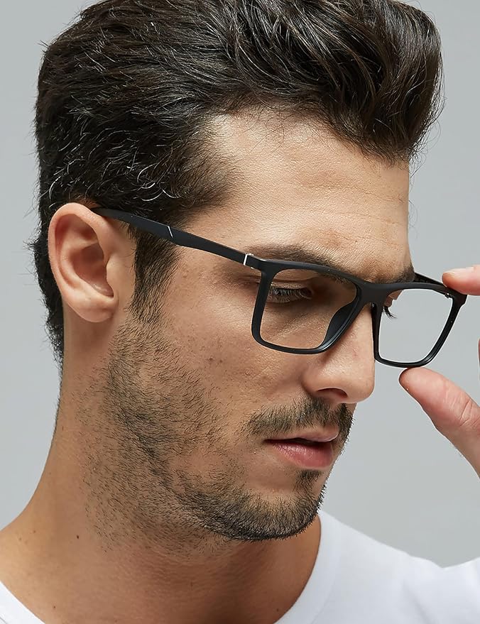 GUDVUE Blue Light Glasses for Men Rectangle Computer Glasses Gaming Eyeglasses, Black