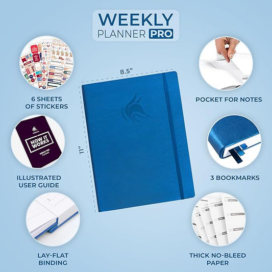 Clever Fox Planner PRO – Weekly & Monthly Life Planner to Increase Productivity, Time Management and Hit Your Goals, 8.5x11″ (Mystic Blue)