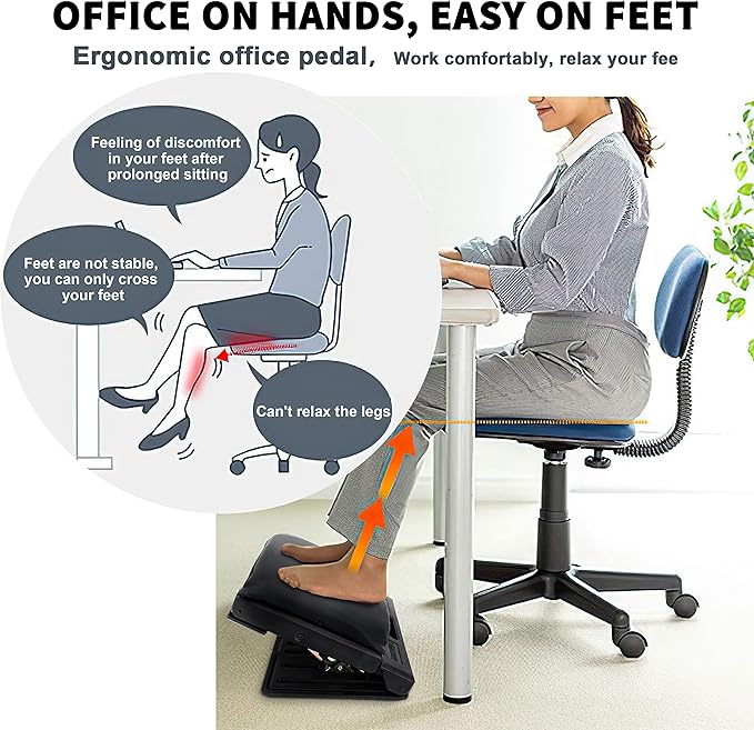 Adjustable Footrest Can Be Adjusted in Multiple Angles and States, Cushion is Detachable, Suitable for Use in Multiple Scenarios Such As Office(Gray)