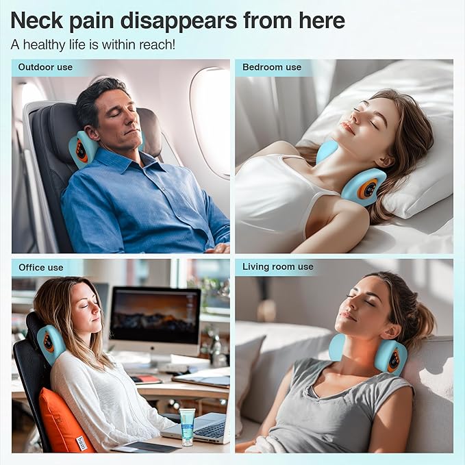 Neck Massager 2025, Occipital Release Tool for Neck with Heat, 3 Modes, Portable Massage Neck Pillow for Pain Relief and Muscle Relax, 26° Angle Cervical Traction Device