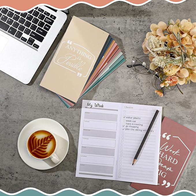 Qilery 30 Pcs Open House Gifts Bulk Habit Tracker Planner Bulk 2025 Pocket Calendars to Do List Weekly Goals Notepads for Employee Appreciation Housekeeping Teacher Welcome Gifts(Motivational)