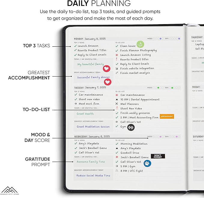 Undated, 2025 Planner, 8.5" x 11" - The #1 Productivity Planner to Achieve Your 2025 Goals - Planner 2025-2026 by PRODUCTIVITY STORE (A4, BLACK)