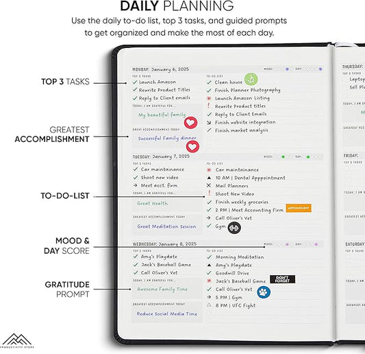 Undated, 2025 Planner, 8.5" x 11" - The #1 Productivity Planner to Achieve Your 2025 Goals - Planner 2025-2026 by PRODUCTIVITY STORE (A4, BLACK)