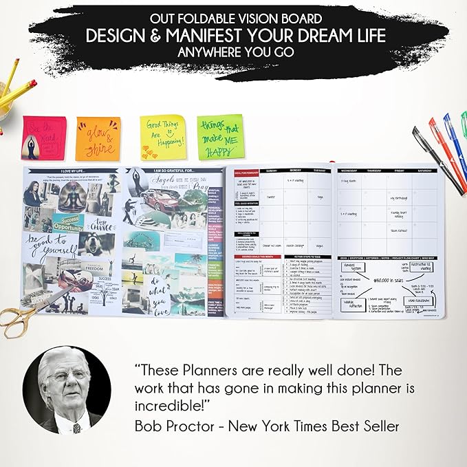 2026 Planner Weekly and Monthly | Law of Attraction Planner with Panduo App | A 12 Month Journey for Productivity, Gratitude & Goal Setting | Includes Foldable Vision Board, Gift Box & Stickers