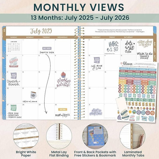 bloom daily planners 8.5" x 11" Academic Planner 2025-2026 (July 2025 - July 2026) - Weekly & Monthly Dated Agenda Organizer with Stickers & Tabs - Cleerely Stated
