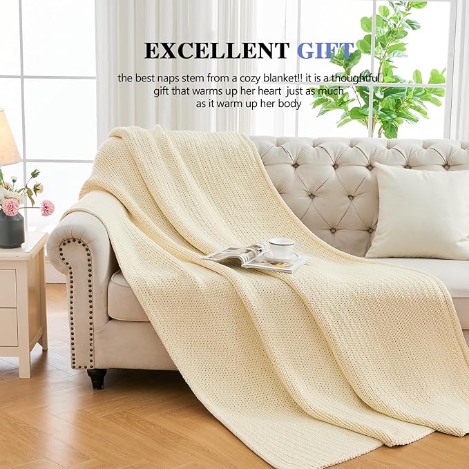 L'AGRATY Knitted Weighted Blanket - 48"x72" 12lbs Cooling Chunky Knit Heavy Blanket for Adults Braided Crochet Throw Thick Cable Yarn Knit Decorative Blanket No Beads Evenly Weighted Machine Washable