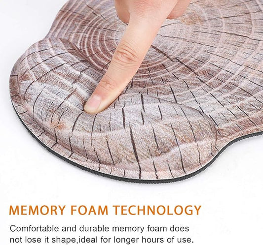 ToLuLu Mouse Pad with Wrist Rest Support, Gel Ergonomic Mouse Pads with Non Slip Rubber Base Memory Foam Mousepad, Mouse Wrist Rest Pad for Laptop Computer Home Office Working Pain Relief, Wood Art