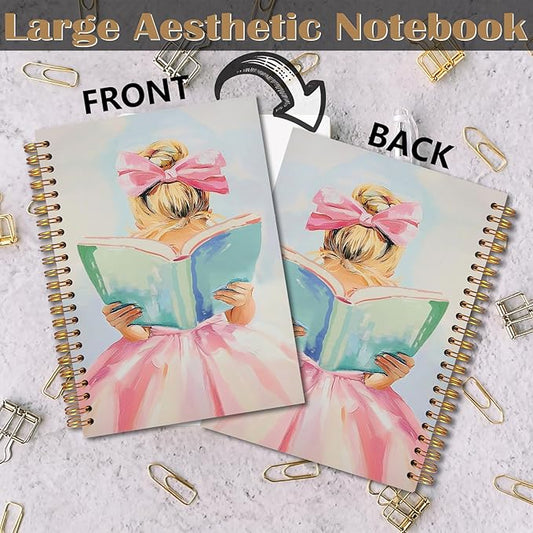 Reading Spiral Notebook 5.5x8.3, Book Lovers Gifts, Gifts for Readers Bookish Book Lovers Women, Preppy Girls Reading Journal Notebooks for Note Taking