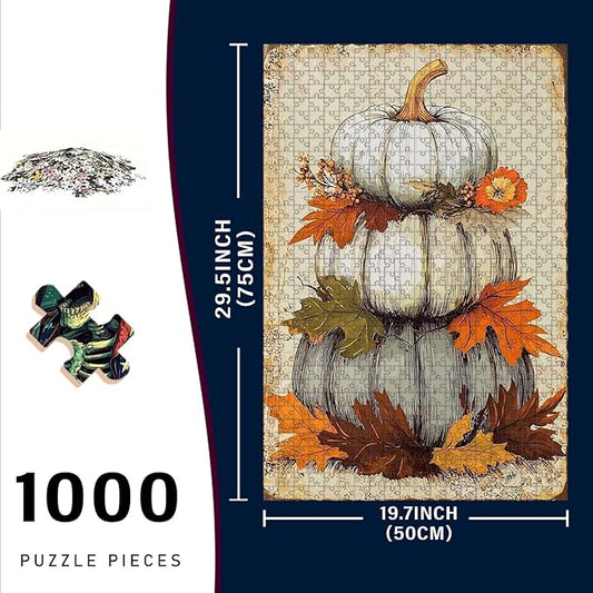 1000 Piece Difficult Wooden Jigsaw Puzzle Happy Thanksgiving Day Adults Kids Parent Child Educational Stress Relief Learning Toy 29.5x19.7 Inch