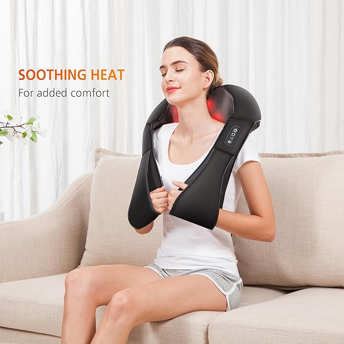 Neck Massager with Heat, Shiatsu Neck Back Massager for Pain Relief Deep Tissue, Knead Shoulder Massager Pillow for Back, Leg Muscle, Gifts for Dad