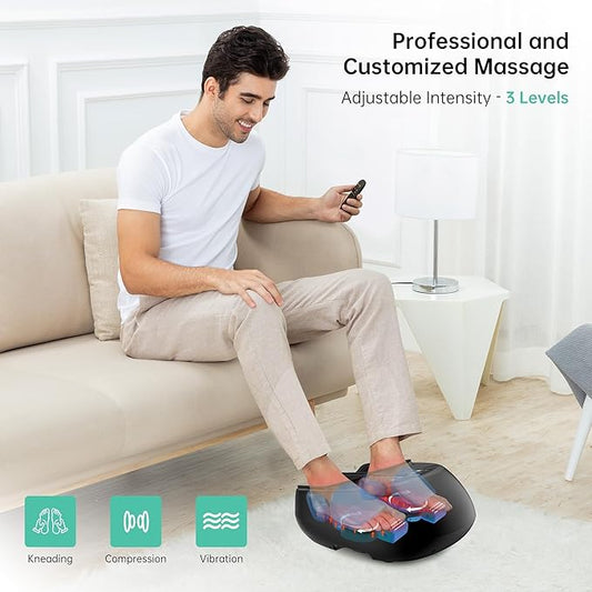 Snailax Foot Massager with Heat, FSA/HSA Eligible, Remote Control, Shiatsu Heated Foot Massager Machine with Deep Kneading, Rolling, Compression, Vibration, Size 13