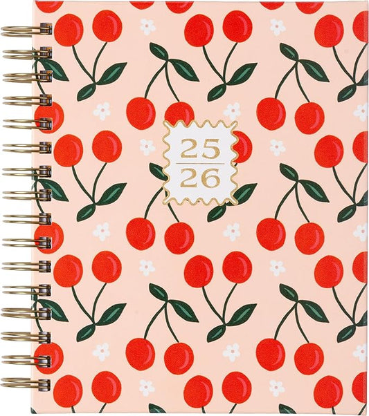 2025-2026 Eccolo Spiral Agenda Planner, Scallop Cherry, Weekly & Monthly Pages, 18 Months, Sticker Sheets, Inspirational Quotes (7.75 x 8.75, July 2025 - Dec 2026)
