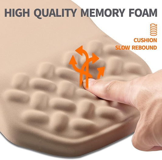 Ergonomic Slope Mouse Pad Wrist Support, Wrist Rest Mousepad for Carpal Tunnel Pain Relief with Massage Bulge and Slow Rebound Memory Foam (12x8 inch, Sand Color)