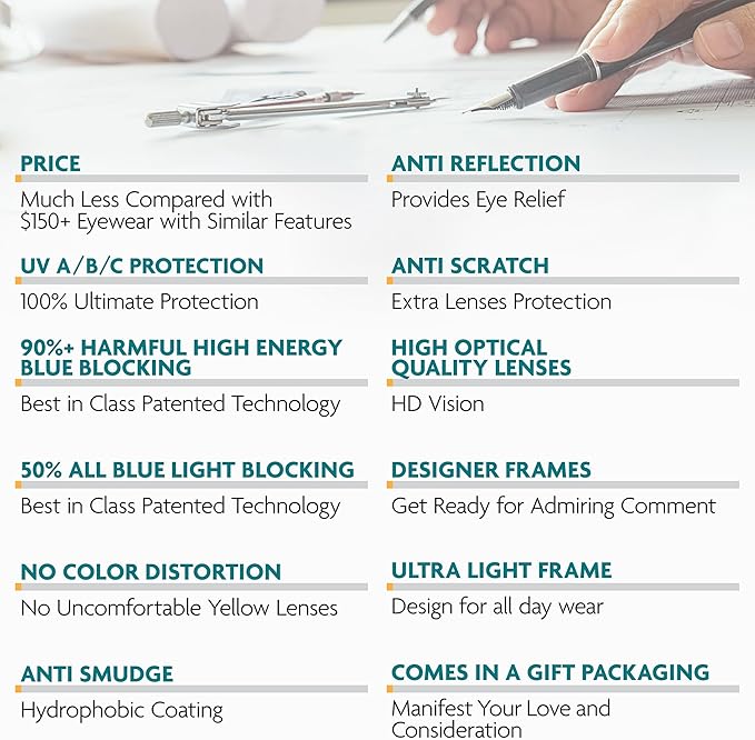 Prospek Blue Light Glasses I Computer Eyeglasses for Men and Women I Blue Light Blocking with Clear Lens I DESTINY