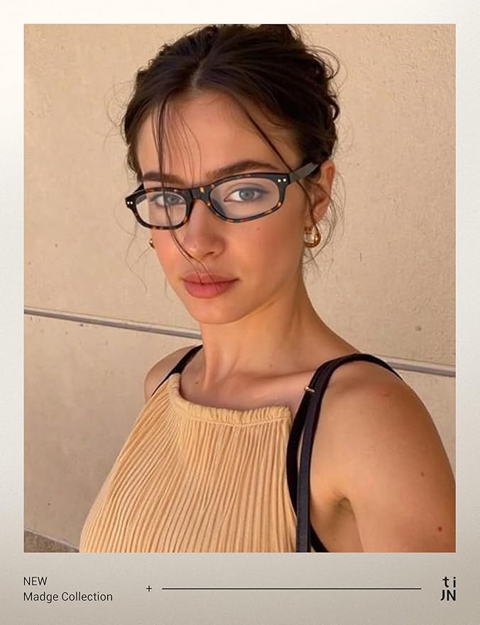 TIJN Olisa Blue Light Blocking Glasses for Women Men,Oval Glasses Frame Bluelight Glasses for Gaming/Computer/Screen