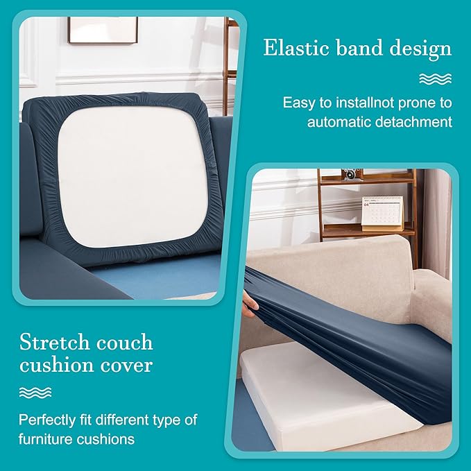 14Pcs Stretch Patio Cushion Covers,Outdoor Couch Covers Replacement,Outdoor Couch & Sofa Slipcovers,for Patio Furniture Cushion Covers,Washable Reusable Furniture Protector (Gray Blue,Cover Only)