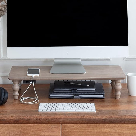 Anji Mountain Monitor Stand - Desktop Organizer & Laptop Riser, Ergonomic Monitor Riser, Space-Saving Monitor Stand for Desk, Durable Construction, Easy Assembly, Ideal for Home & Office,Biscotti