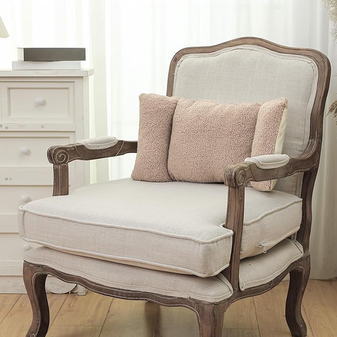 Queekay Fleece Lumbar Support Pillow 3 Section Back Pillow Office Chair for Back Support Comfortable Lumbar Cushion for Car Seat Pain Relief Sofa Rest(Light Camel)